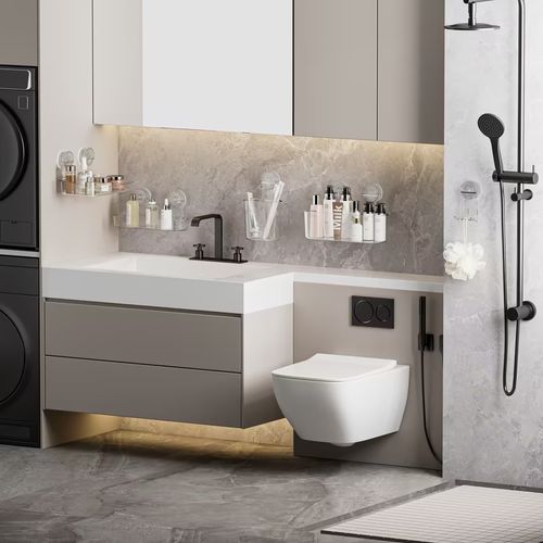 Bathroom Suction Shelf – No Drilling Needed, Tidy Up Your Space!