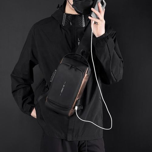 Hot Sell Crossbody Chest Bag with USB and Coded Lock Anti-theft Shoulder Bag Fashion Sling Bag Waterproof Custom Logo for Men