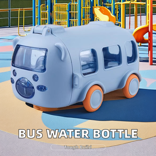 Hot Baby Bus Large Capacity Student Water Cup Portable Outdoor Plastic Cup Straw for Direct Drinking Bus Shaped Water Bottle