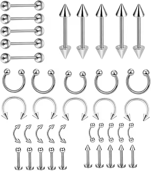 Hot Selling 316 Titanium Steel Horseshoe Circular Septum Nose Ring Labret Lip Tongue Stud Earrings Fashion Body Piercing Jewelry