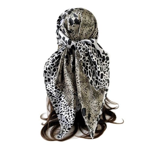 Zifeng OEM New Autumn Leopard Print Color Block 90cm Color Tint Square Scarf Fashionable Scarf Head-Wrap Shawl