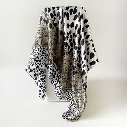 Zifeng OEM New Autumn Leopard Print Color Block 90cm Color Tint Square Scarf Fashionable Scarf Head-Wrap Shawl