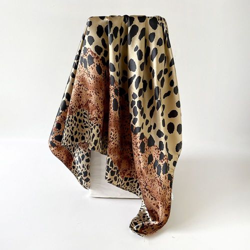 Zifeng OEM New Autumn Leopard Print Color Block 90cm Color Tint Square Scarf Fashionable Scarf Head-Wrap Shawl