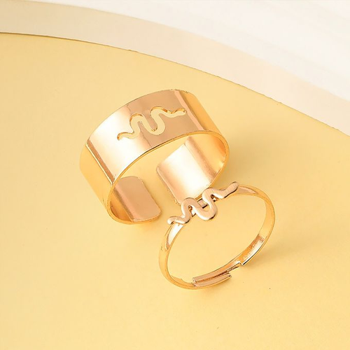 ARHANORY 2 In 1 Snake Ring Set Ladies Adjustable Knuckle Classy-Gold