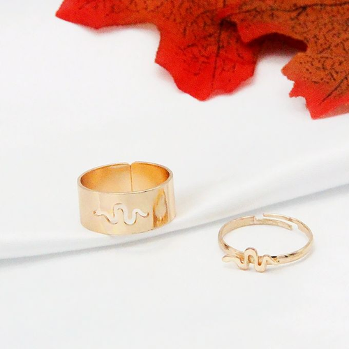 ARHANORY 2 In 1 Snake Ring Set Ladies Adjustable Knuckle Classy-Gold