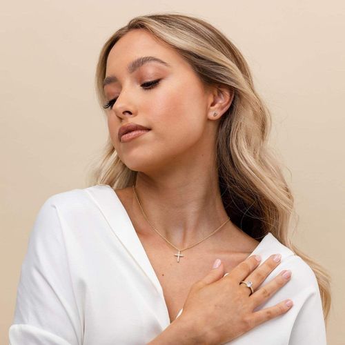 2025 14K Gold Plated Cubic Zirconia Cross Necklace for Women Cross Faith Pendant Necklaces