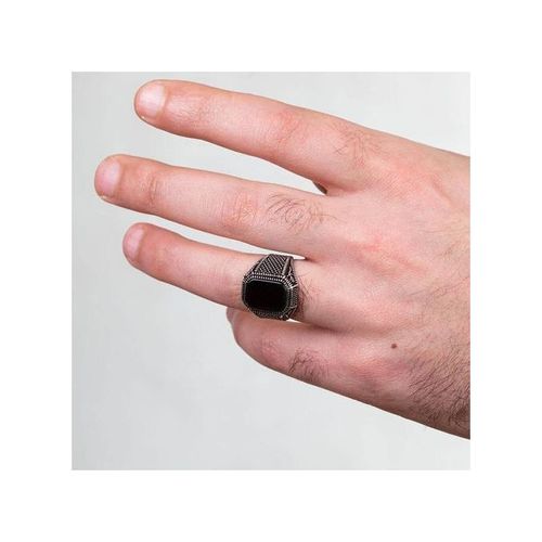 Men's Ring With Gem Silver