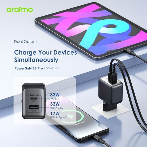 Oraimo 33W Gan fast charging With 60W Fast Type-C to Type-C Charging Cable