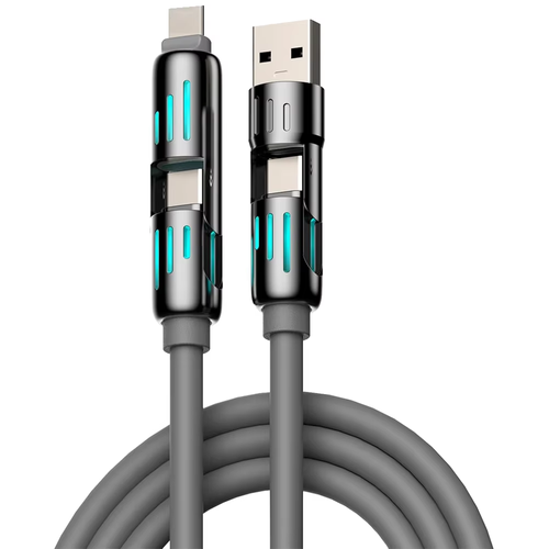 4 in 1 LED Multi USB Charging Cable 65W Fast Charging Charger Cord with LED Light Flowing USB Type C Cable