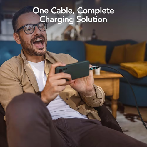 4 in 1 LED Multi USB Charging Cable 65W Fast Charging Charger Cord with LED Light Flowing USB Type C Cable