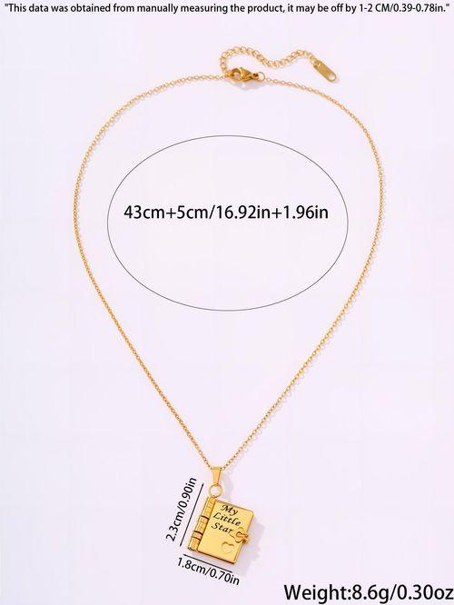 Hot Sale Creative Book-shaped Necklace for Women - Titanium Steel with Gold Plating, Exquisite Workmanship, Including Heartwarming & Inspiring Words for My Daughter
