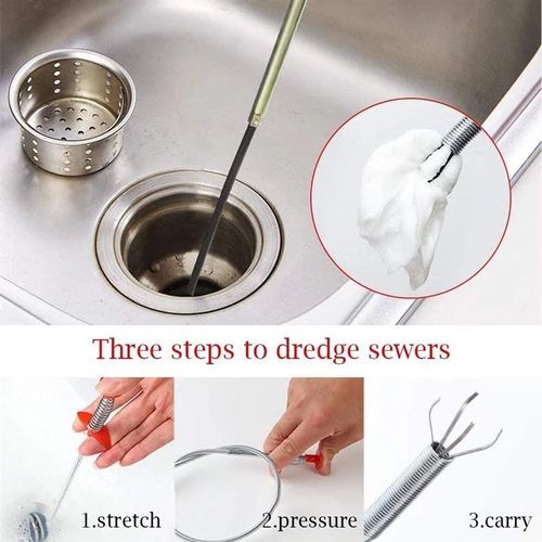 Sink Claw Pick up Kitchen Cleaning Tools Pipeline Dredge Sink Hair Brush Cleaner Bend Toilet Removal
