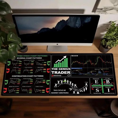 Stock Market Chart Pattern Large Extended Shortcut Key Mouse Pad Gaming Keyboard Carpet Table Mat Office Accessories Rug
