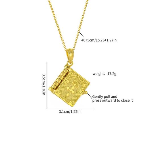 Vintage Religious Holy Bible Book Openable Pendant Necklace for Office WomenMen Gold Plated Zinc Alloy Factory Price Link