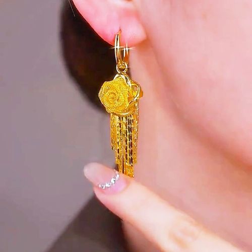 New Style Fashionable 3D Fringed Rose Drop Earrings with Exquisite Craftsmanship