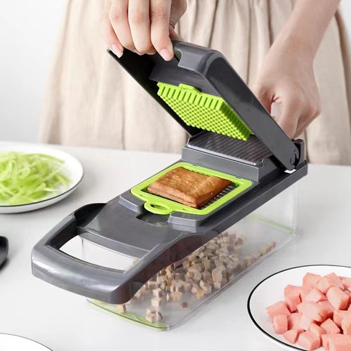 🥕Multifunctional Vegetable Cutter✨Food Chopper Dicer Slicer Grater with Storage Container, Non-Slip Base Easy Clean Kitchen Salad Prep Tool