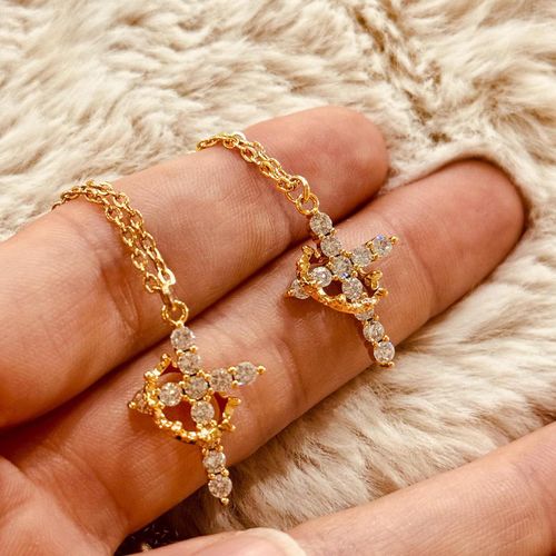 Cross Crown Necklace Fashion High Quality Thick 18K Gold Plated Zircon Cross Necklace for Women