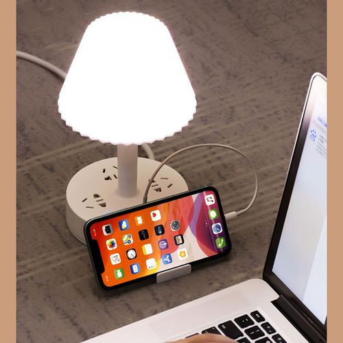Power Strip Phone Holder Outlets and Multifunctional USB Charging Ports Overload Table Light Lamp