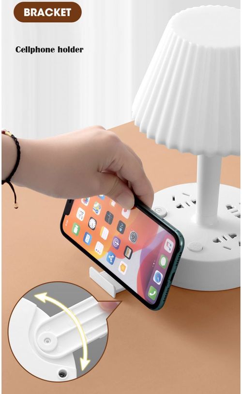 Power Strip Phone Holder Outlets and Multifunctional USB Charging Ports Overload Table Light Lamp