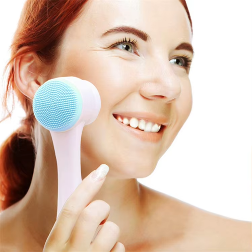 ot Selling Superfine Fibre Soft Facial Brush Deep Pore Cleansing Brush Silicone Face Washing Brush with Long Handle