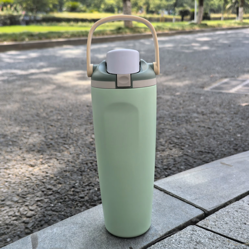 30oz Portable Sports Tumbler With Handle Insulated Stainless Steel Water Bottle Spout Straw Cup