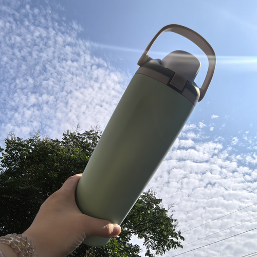 30oz Portable Sports Tumbler With Handle Insulated Stainless Steel Water Bottle Spout Straw Cup