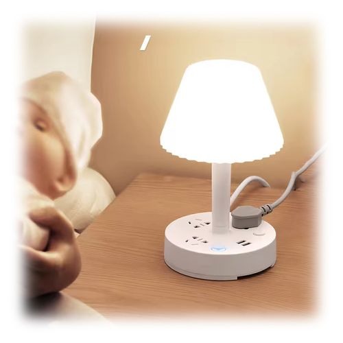 Power Strip Phone Holder Outlets and Multifunctional USB Charging Ports Overload Table Light Lamp