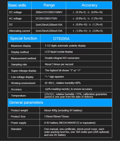 DT9205A Digital Multimeter – Compact & Smart for Electrical Checks