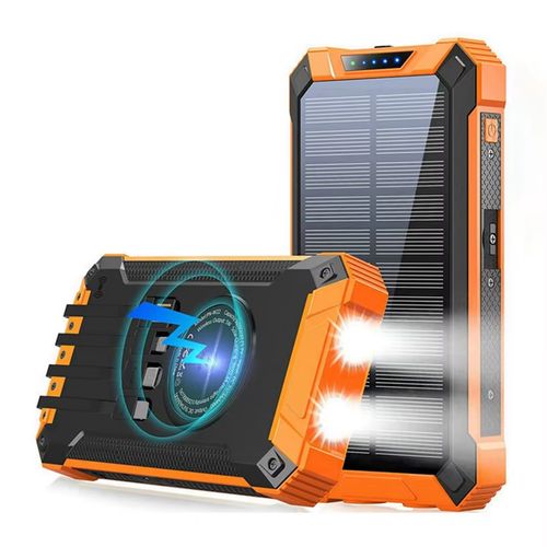 20000mAh Portable Solar Power Bank with LED Flashlight, IPX Waterproof Outdoor Design, Compatible with iOS & Android Smartphones