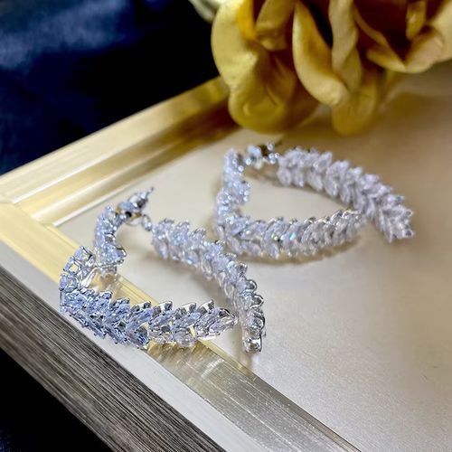 Fashion Zircon Wheat Heart Earrings