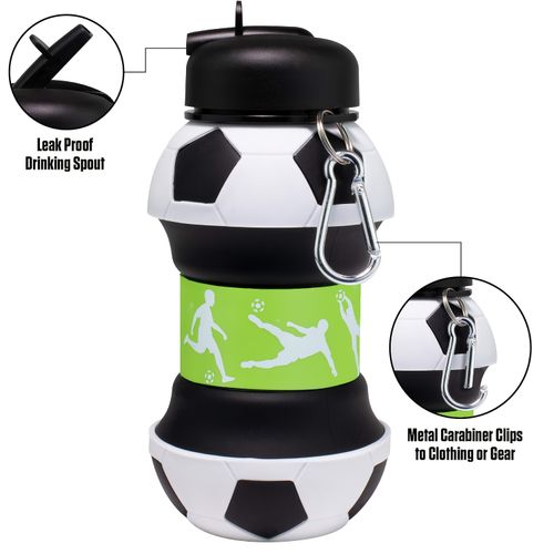 Football Foldable Silicone Sports Water Bottle