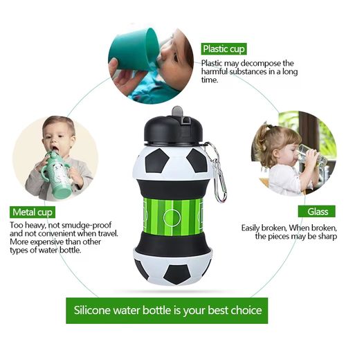 Football Foldable Silicone Sports Water Bottle