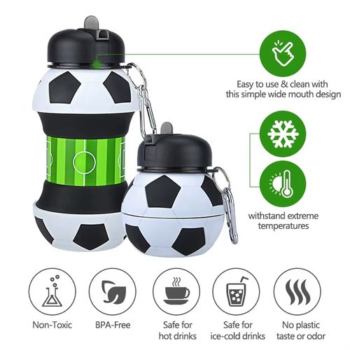 Football Foldable Silicone Sports Water Bottle