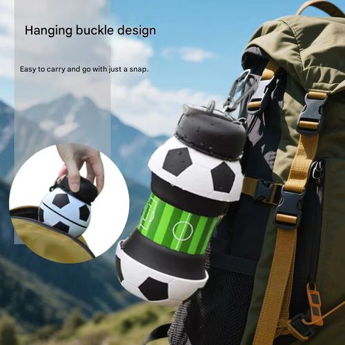 Football Foldable Silicone Sports Water Bottle