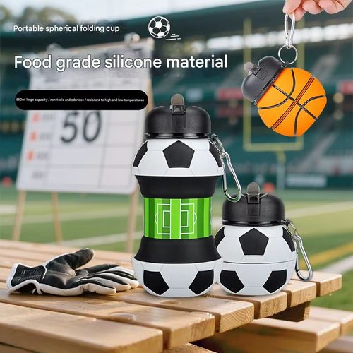 Football Foldable Silicone Sports Water Bottle