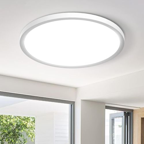 LED Deckenleuchte Flach Rund Deckenlampe 24W - Modern Natürliches Weiß 5000K 2100LM , Wasserfest Badezimmer lampe für Schlafzimmer Wohnzimmer Küche Bad Keller Balkon Ø220*H24mm
