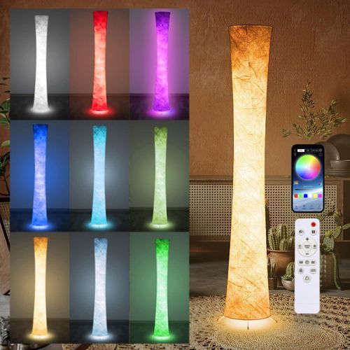 LED Stehlampe Dimmbar, 1.56M  LED Stehlampe Farbwechsel mit Fernbedienung APP, Stehleuchte Wohnzimmer mit Fernbedienung, Timer und Memory-Funktion, für Wohnzimmer Spielzimmer