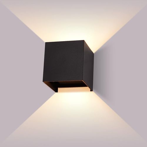 LED Wandleuchte Innen,12W Innen,Außen Wandlampe Auf und ab Einstellbarer Lichtstrahl Schwarz Wandlampen 3000K IP65 Moderne Aluminium Wandleuchten für Schlafzimmer Wohnzimmer Treppe Energieklasse E