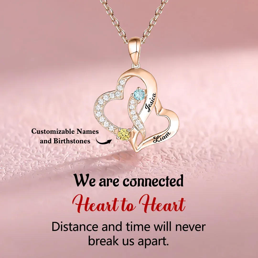 Personalized Couple Birthstone Name Necklace