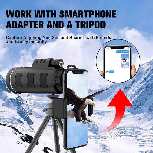 Monocular Telescope with Smartphone Adapter and Telescope Case High Powered Monocular, Compact Monocular for Wildlife, Hunting, Camping, Travel &Outdoor Adventures