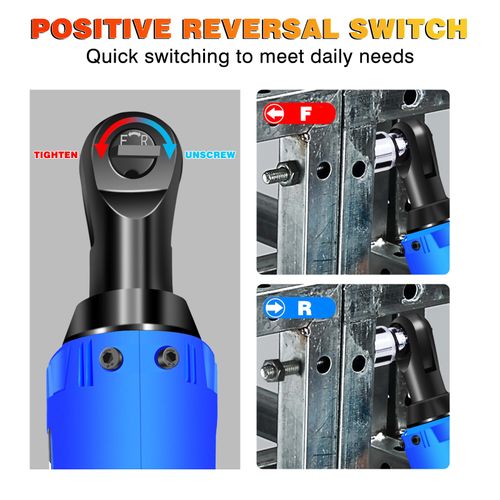 AUTOFU Cordless Electric Ratchet Wrench 3.8 Inch, ForwardReverse Function, LED Light, Variable Speeds, Safety Lock