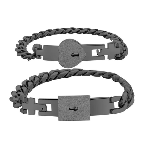 A pair of interlocking couple bracelets (available in black and gold)