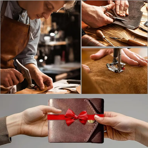 Multifunctional handmade leather wallet and card holder