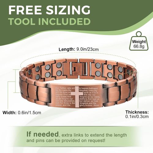 99.99% Pure Copper Cross Magnetic Therapy Bracelet — Stylish & Unique Men's Jewelry (Gift Box Included)