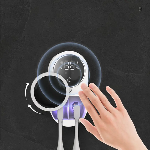 Double toothbrush UV sterilizer, no-drill wall-mounted