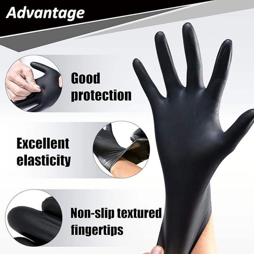 Disposable black high-elasticity nitrile protective gloves (100 pieces1box)