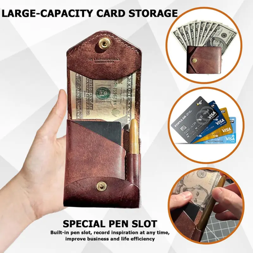 Multifunctional handmade leather wallet and card holder