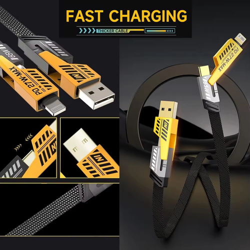 4-in-1 Nylon Braided Zinc Alloy Fast Charging Data Cable