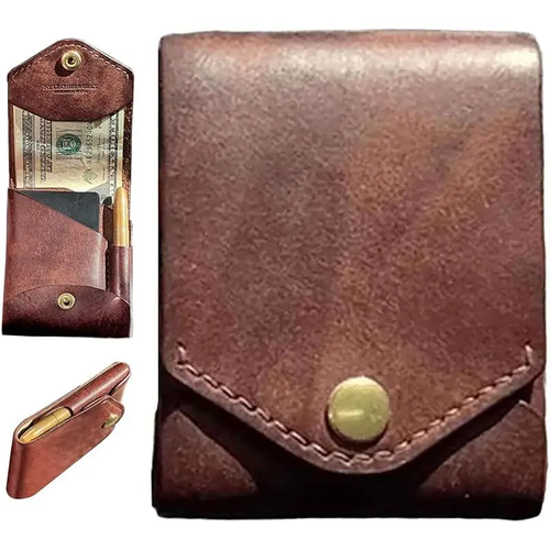 Multifunctional handmade leather wallet and card holder