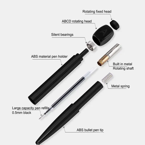 Pressure-reducing rotating ballpoint pen
